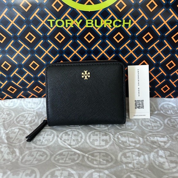 Tory Burch Handbags - Tory Burch Emerson Mini Wallet Black Gold